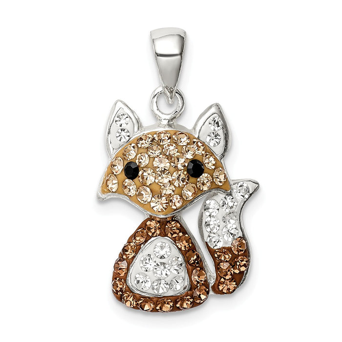 Million Charms 925 Sterling Silver Tan Preciosa Crystal Fox Pendant