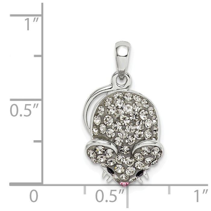 Million Charms 925 Sterling Silver Grey Preciosa Crystal Mouse Pendant