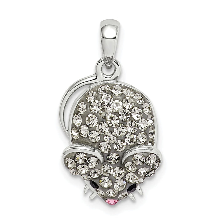 Million Charms 925 Sterling Silver Grey Preciosa Crystal Mouse Pendant