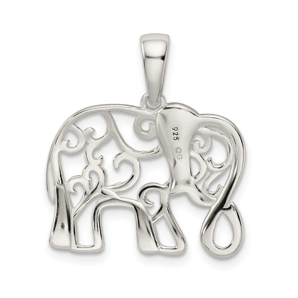 Million Charms 925 Sterling Silver Diamond-Cut Elephant Pendant