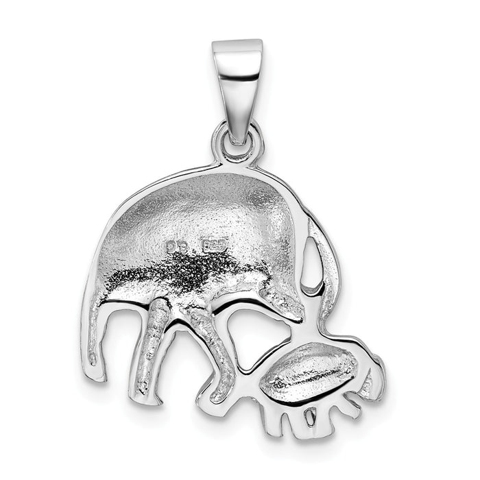 Million Charms 925 Sterling Silver Rhodium-Plated Elephants Pendant