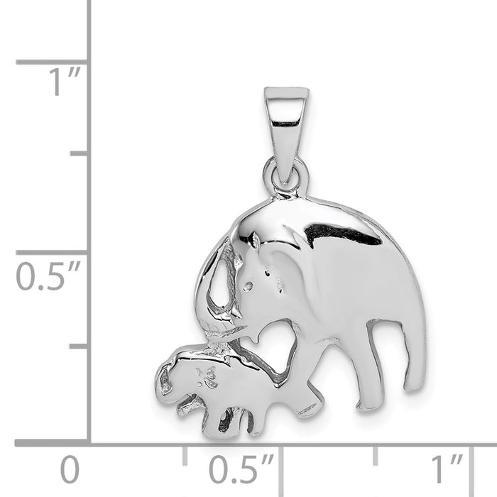 Million Charms 925 Sterling Silver Rhodium-Plated Elephants Pendant