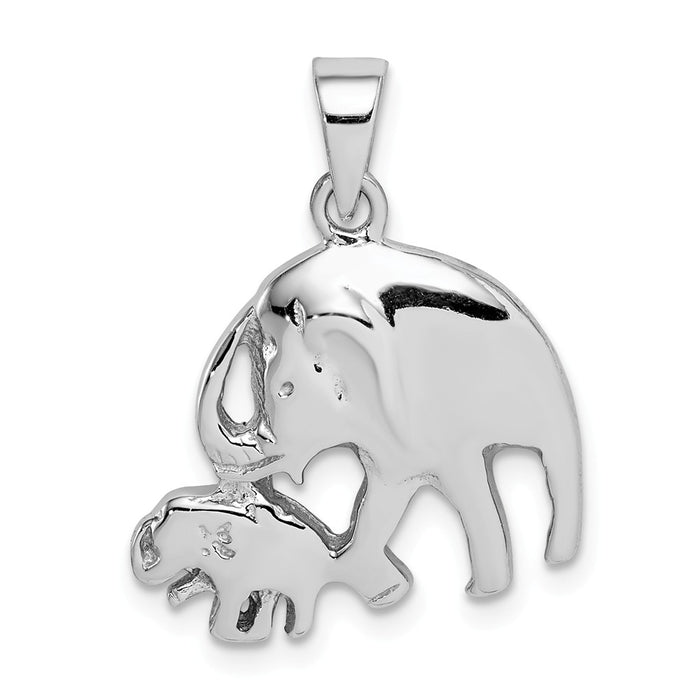 Million Charms 925 Sterling Silver Rhodium-Plated Elephants Pendant