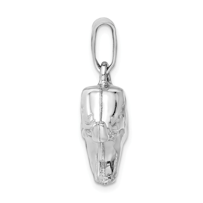 Million Charms 925 Sterling Silver Rhodium-Plated Polished Elephant Pendant