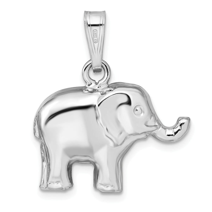 Million Charms 925 Sterling Silver Rhodium-Plated Polished Elephant Pendant