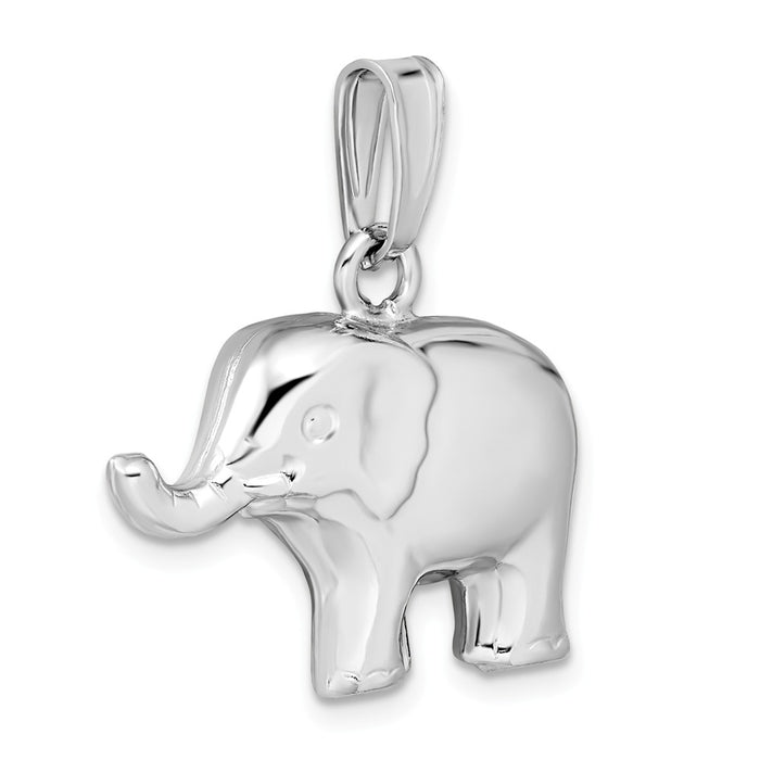 Million Charms 925 Sterling Silver Rhodium-Plated Polished Elephant Pendant