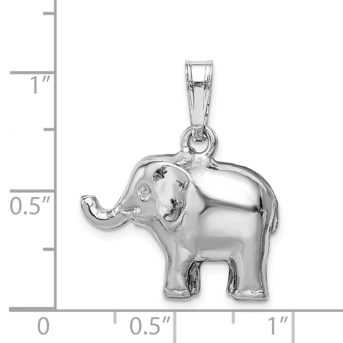 Million Charms 925 Sterling Silver Rhodium-Plated Polished Elephant Pendant