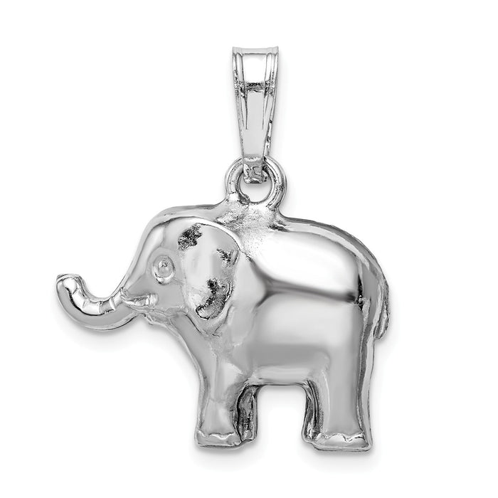 Million Charms 925 Sterling Silver Rhodium-Plated Polished Elephant Pendant