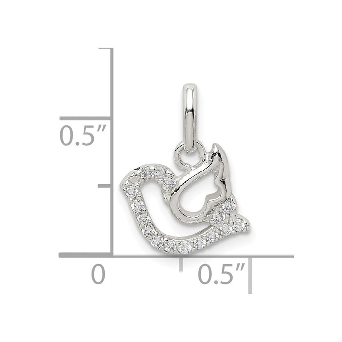 Million Charms 925 Sterling Silver (Cubic Zirconia) CZ Bird Pendant
