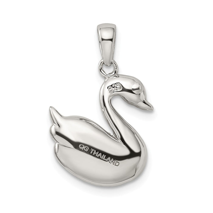 Million Charms 925 Sterling Silver Imitation Pearl Swan Pendant