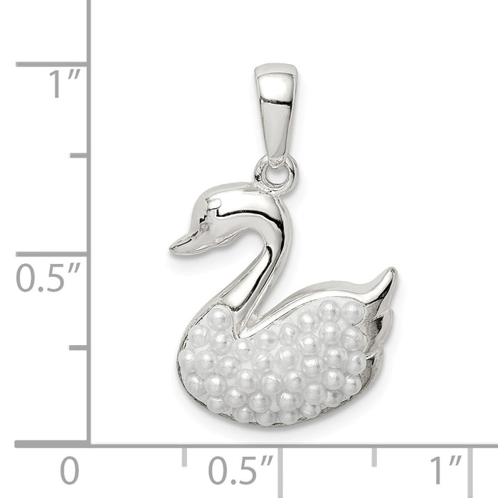 Million Charms 925 Sterling Silver Imitation Pearl Swan Pendant