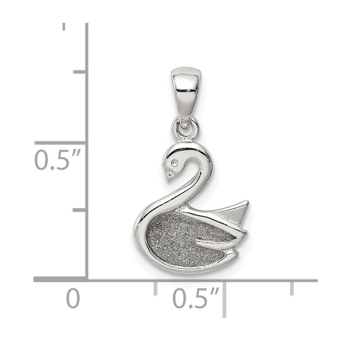 Million Charms 925 Sterling Silver Glitter Infused Swan Pendant