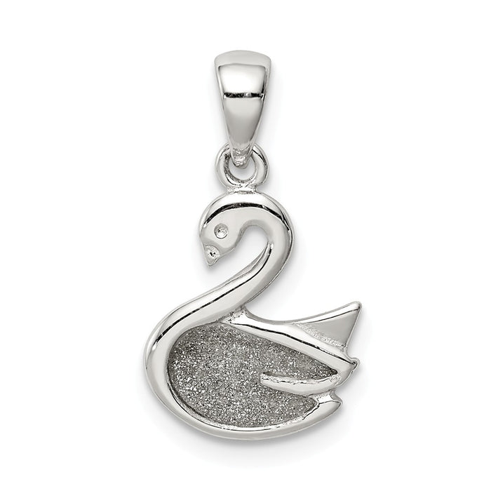 Million Charms 925 Sterling Silver Glitter Infused Swan Pendant