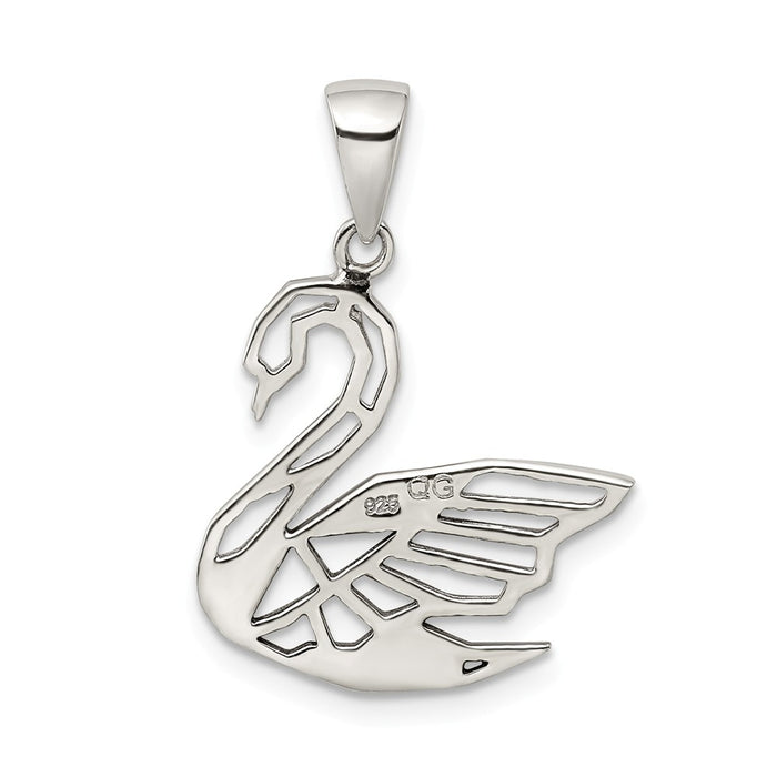 Million Charms 925 Sterling Silver Antiqued Marcasite Swan Pendant