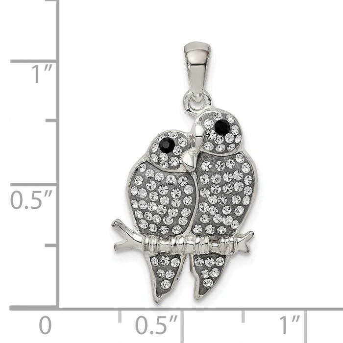 Million Charms 925 Sterling Silver Preciosa Crystal Parrot Couple Pendant