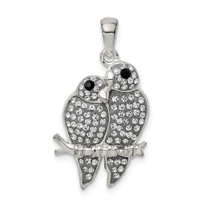 Million Charms 925 Sterling Silver Preciosa Crystal Parrot Couple Pendant
