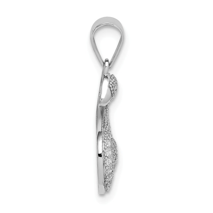 Million Charms 925 Sterling Silver Rhodium-Plated Polished Pave (Cubic Zirconia) CZ Swan Pendant