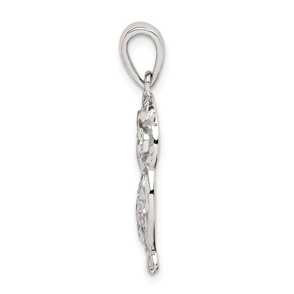 Million Charms 925 Sterling Silver Diamond-Cut Owl Pendant