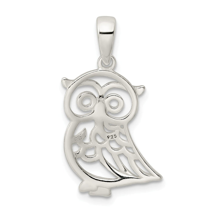 Million Charms 925 Sterling Silver Diamond-Cut Owl Pendant