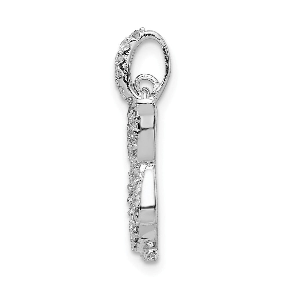 Million Charms 925 Sterling Silver Rhodium-Plated (Cubic Zirconia) CZ Owl Pendant