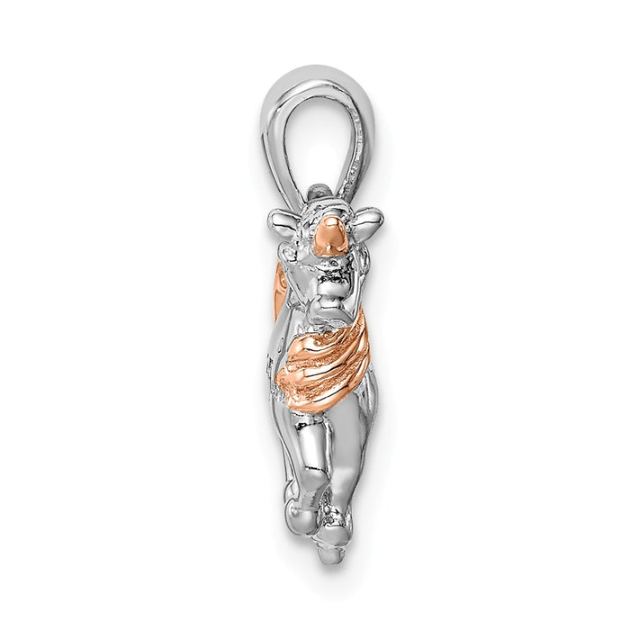 Million Charms 925 Sterling Silver Rhodium-Plated Rose Gold-Plated 3D Unicorn Pendant