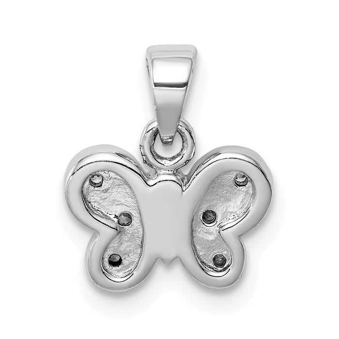 Million Charms 925 Sterling Silver Rhodium-Plated Childs (Cubic Zirconia) CZ Butterfly Pendant