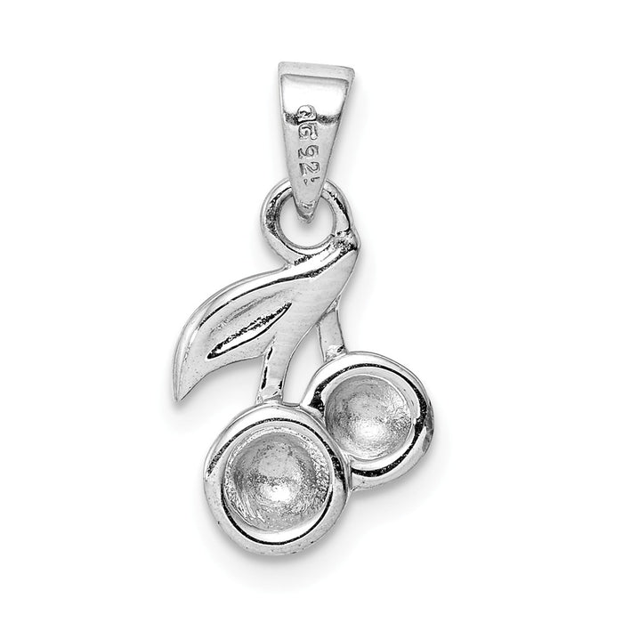 Million Charms 925 Sterling Silver Rhodium-Plated Childs Enameled Cherry Pendant