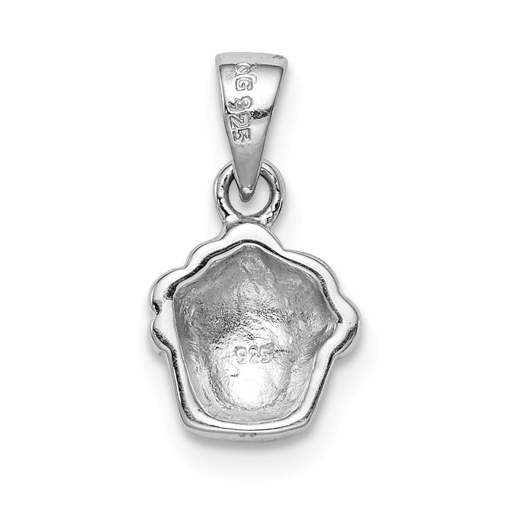 Million Charms 925 Sterling Silver Rhodium-Plated Childs Enameled Cupcake Pendant