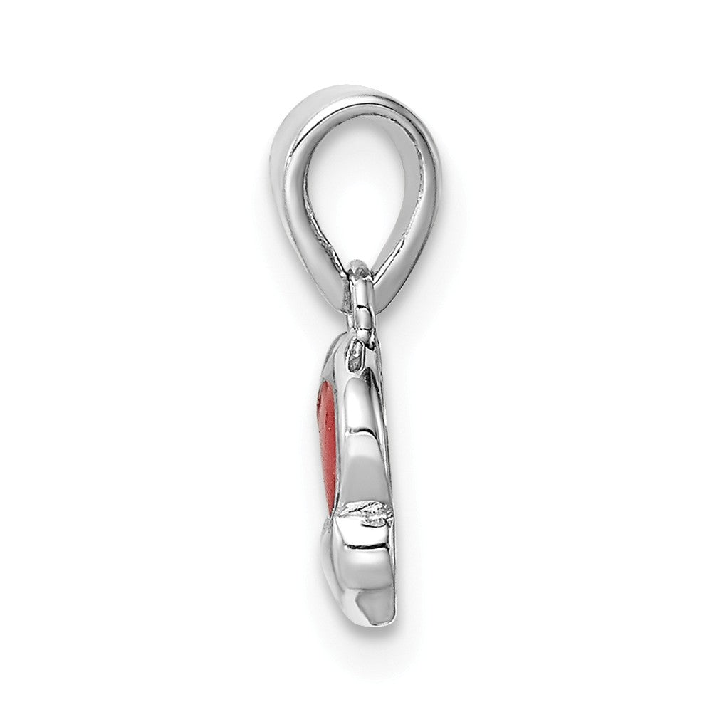 Million Charms 925 Sterling Silver Rhodium-Plated Childs Enameled Red Heart Pendant
