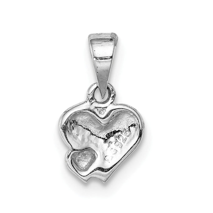 Million Charms 925 Sterling Silver Rhodium-Plated Childs Enameled Red Heart Pendant