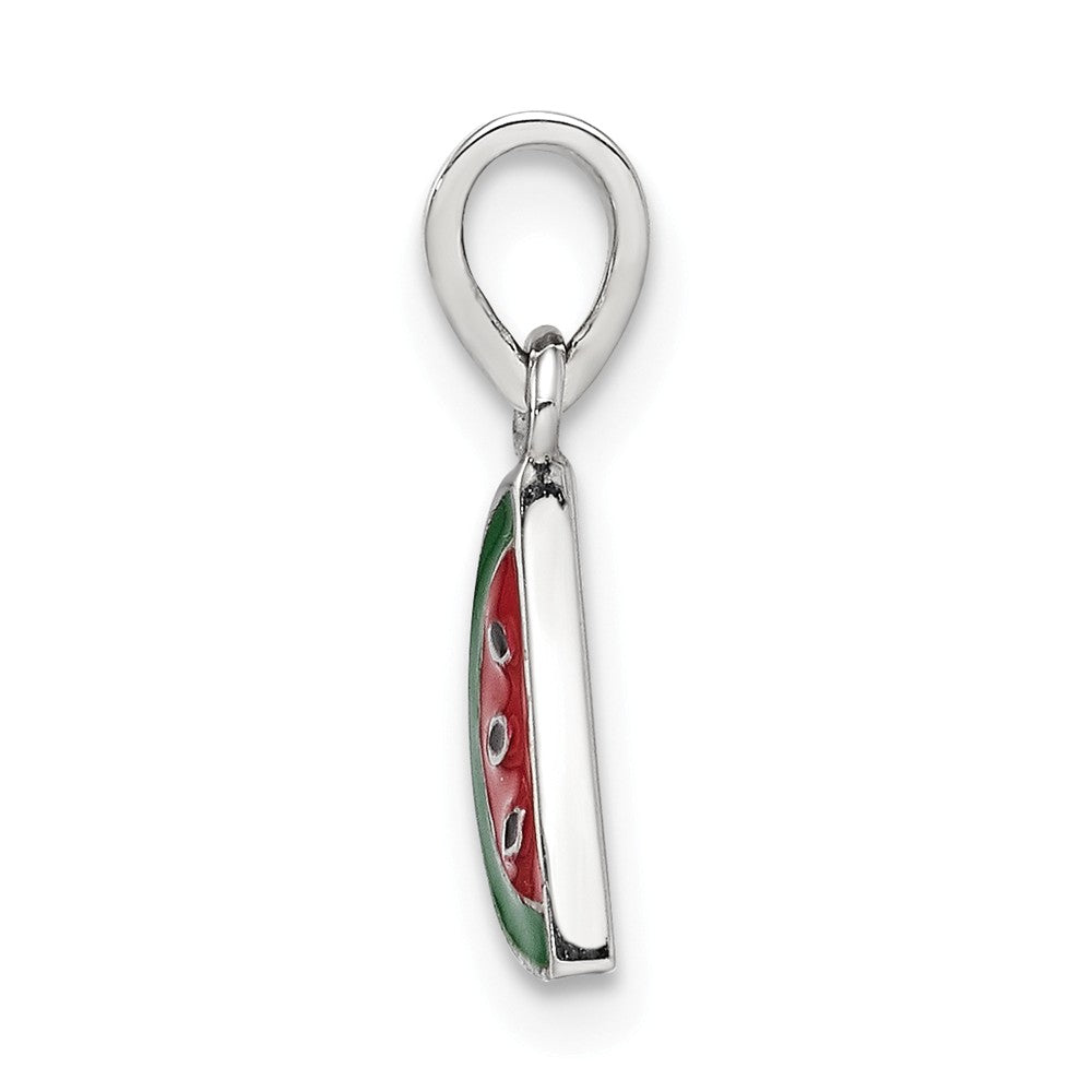 Million Charms 925 Sterling Silver Rhodium-Plated Childs Enameled Watermelon Pendant