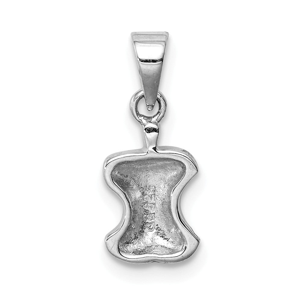 Million Charms 925 Sterling Silver Rhodium-Plated Childs Enameled Apple Core Pendant