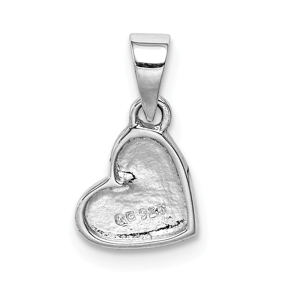 Million Charms 925 Sterling Silver Rhodium-Plated Childs Enameled Pink/Purple Heart Pendant