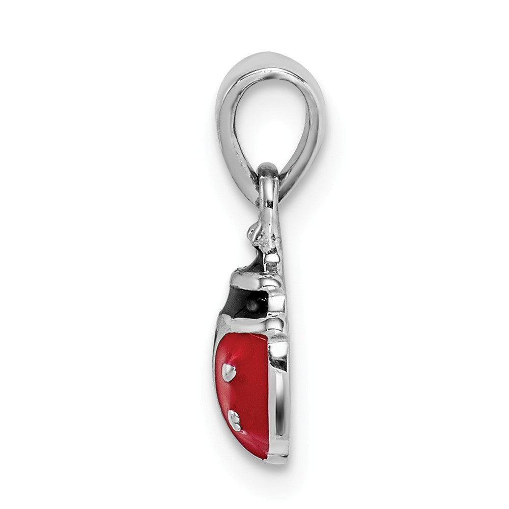 Million Charms 925 Sterling Silver Rhodium-Plated Childs Enameled Lady Bug Pendant