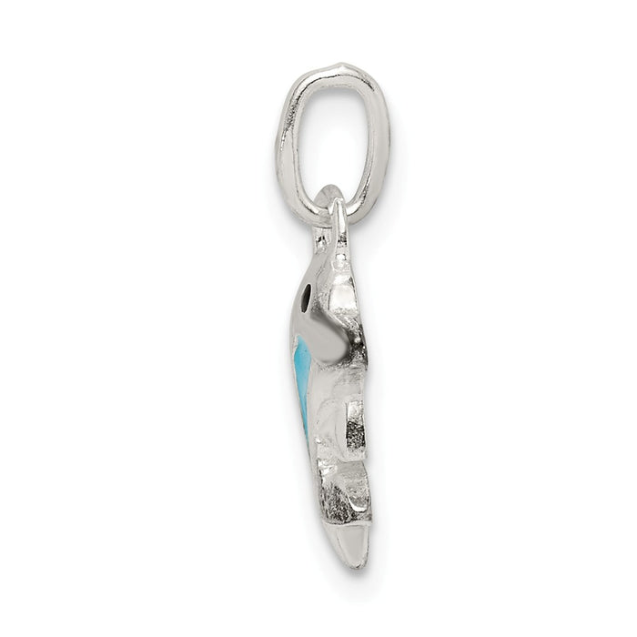 Million Charms 925 Sterling Silver Enamel Polished Dolphin Pendant