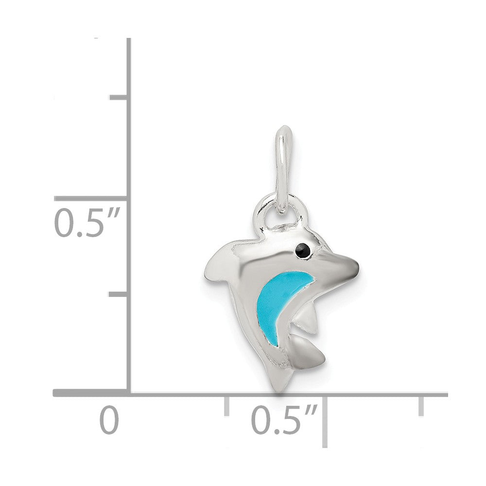 Million Charms 925 Sterling Silver Enamel Polished Dolphin Pendant