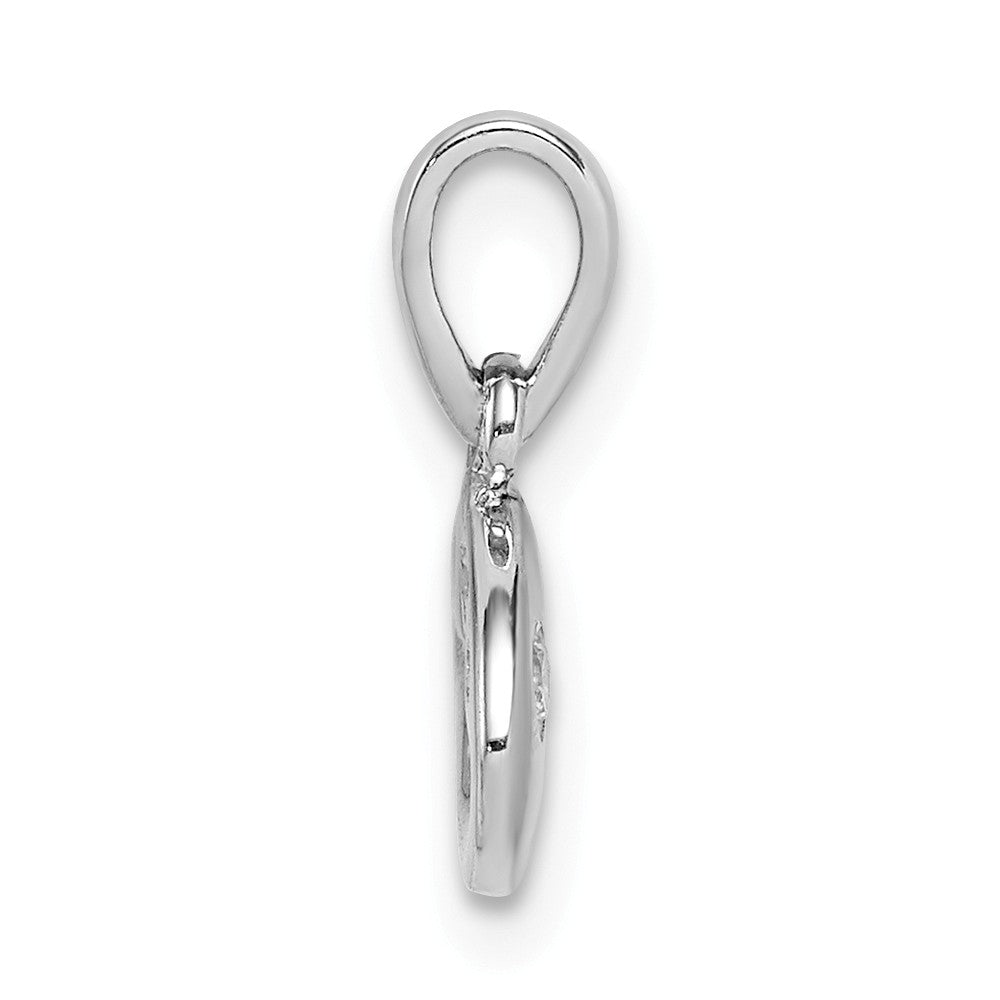 Million Charms 925 Sterling Silver Rhodium-Plated Childs Brushed (Cubic Zirconia) CZ Fish Pendant