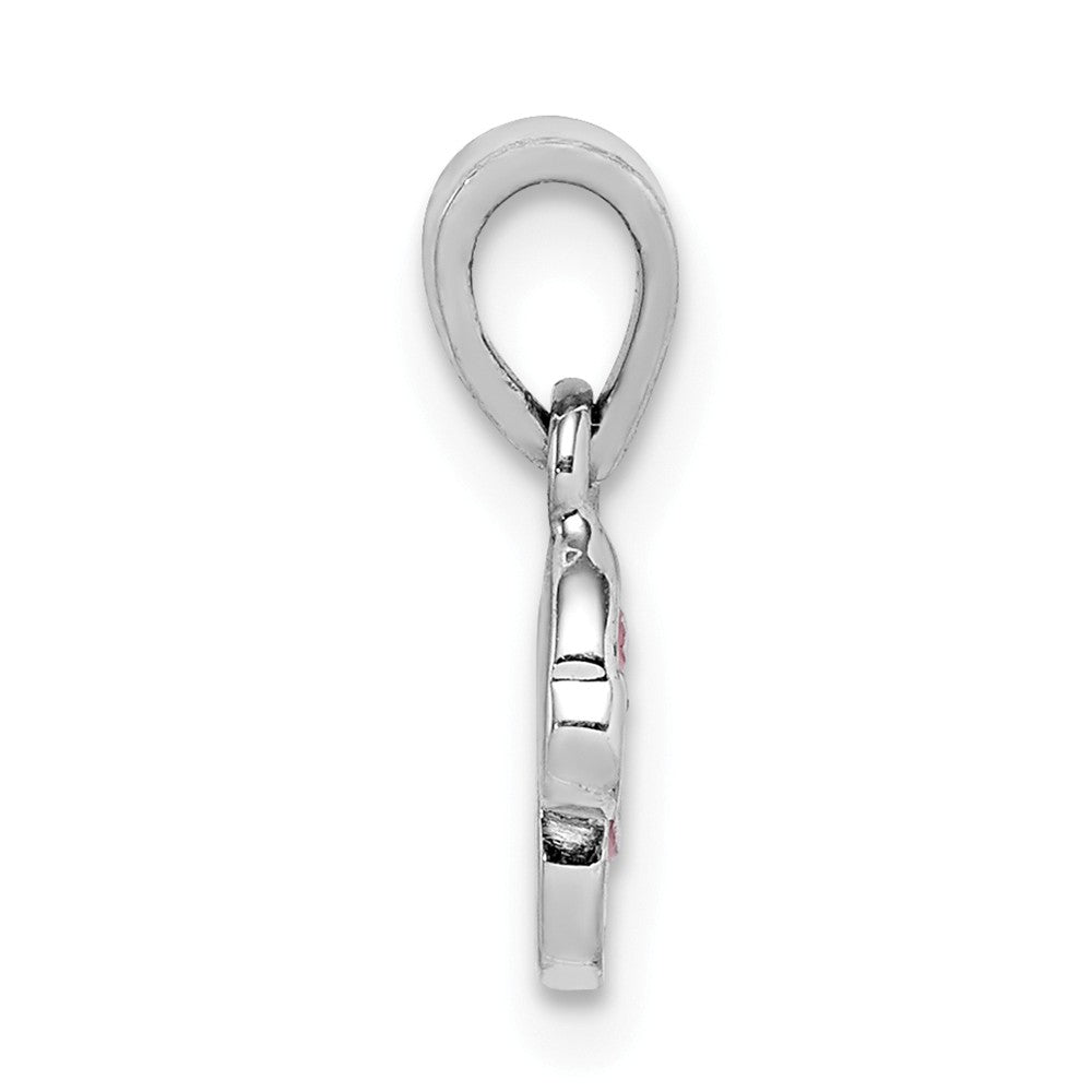 Million Charms 925 Sterling Silver Rhodium-Plated Childs Enameled Flamingo Pendant
