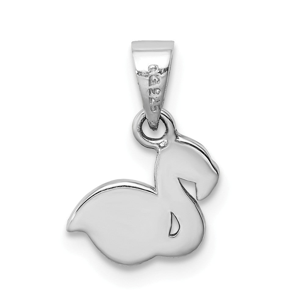 Million Charms 925 Sterling Silver Rhodium-Plated Childs Enameled Flamingo Pendant