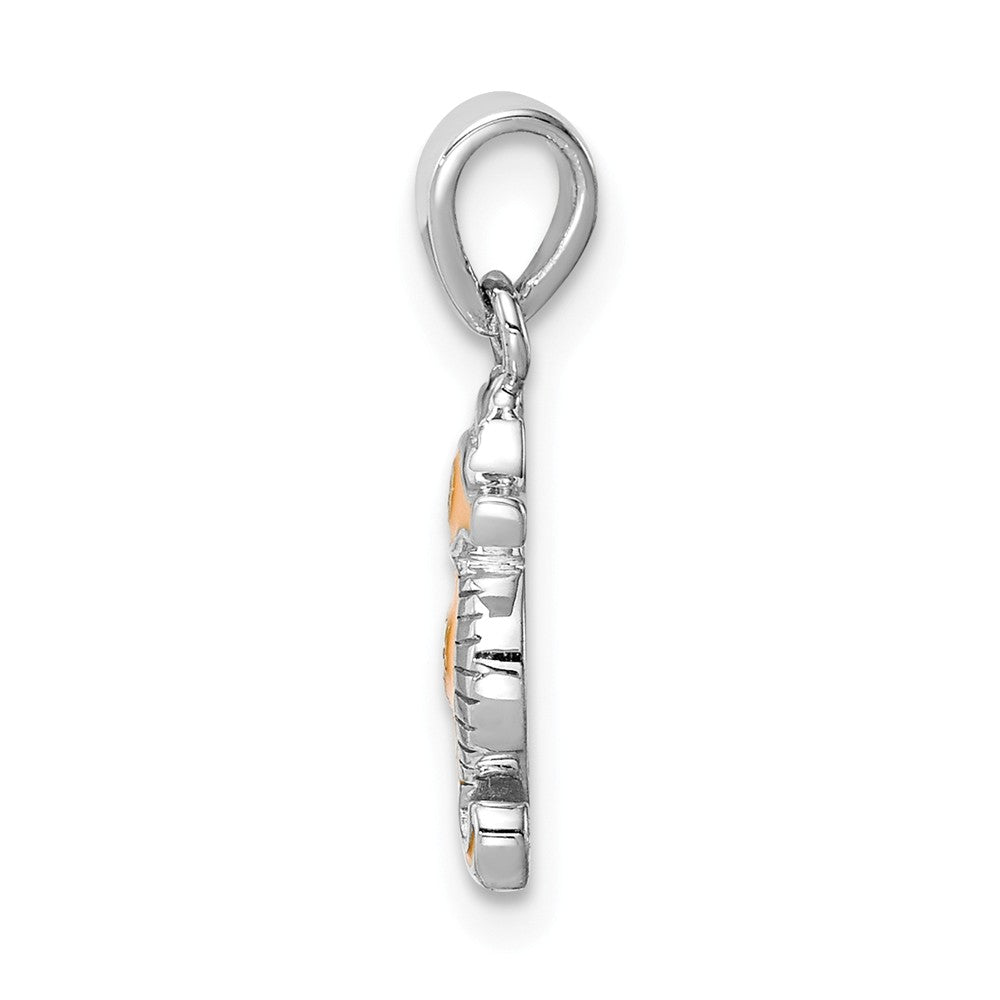 Million Charms 925 Sterling Silver Rhodium-Plated Childs Enameled Nautical Seahorse Pendant