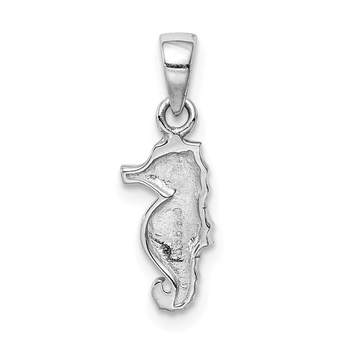 Million Charms 925 Sterling Silver Rhodium-Plated Childs Enameled Nautical Seahorse Pendant