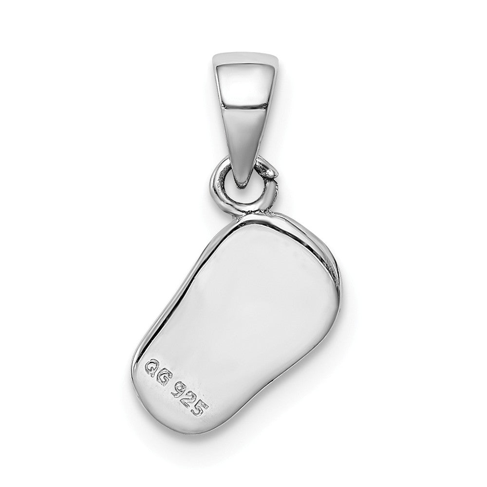 Million Charms 925 Sterling Silver Rhodium-Plated Childs Enameled Purple Flip Flop Pendant