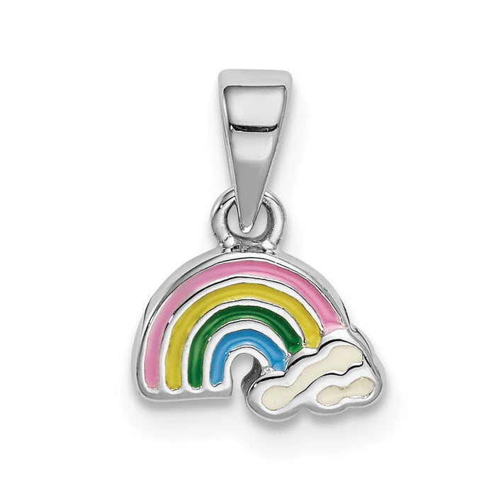 Million Charms 925 Sterling Silver Rhodium-Plated Childs Enameled Rainbow Pendant