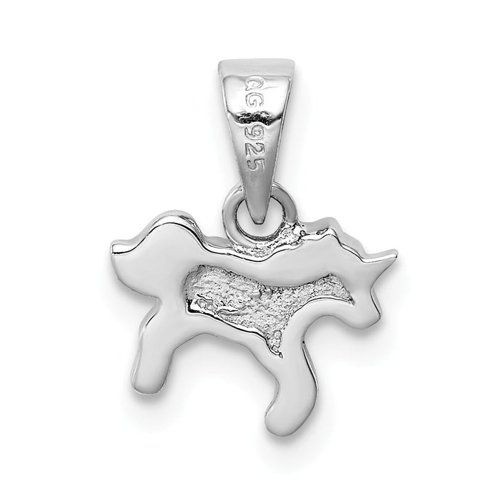 Million Charms 925 Sterling Silver Rhodium-Plated Childs Enameled Unicorn Pendant