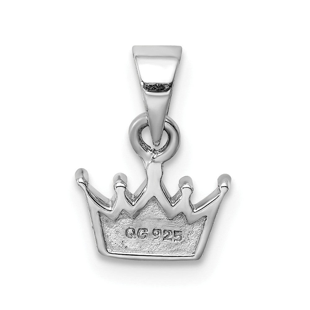 Million Charms 925 Sterling Silver Rhodium-Plated Childs Enameled Pink Crown Pendant