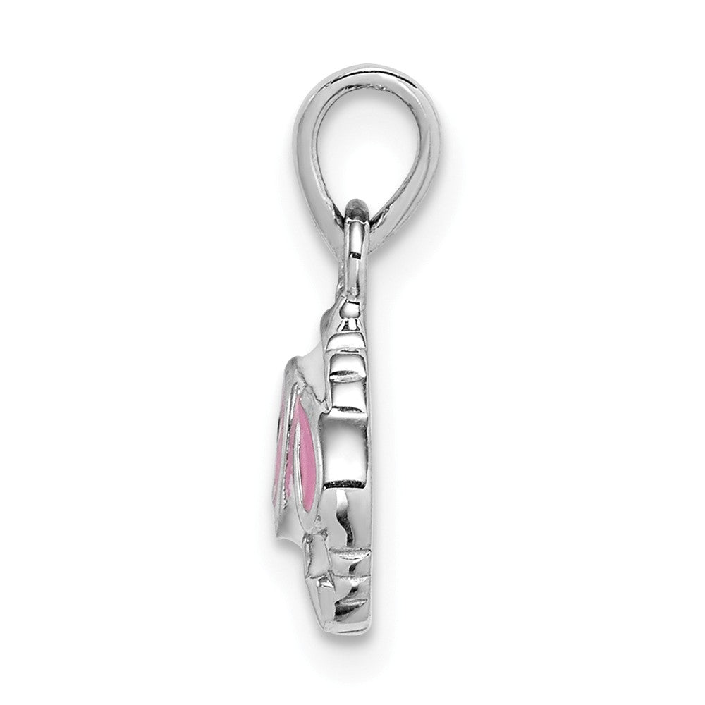 Million Charms 925 Sterling Silver Rhodium-Plated Childs Enameled Lamb Pendant