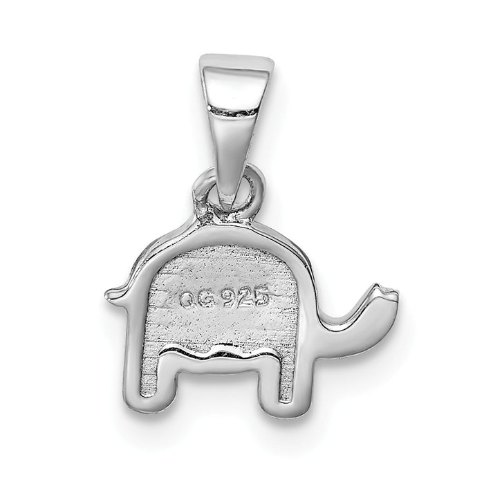 Million Charms 925 Sterling Silver Rhodium-Plated Childs Enameled Pink Elephant Pendant