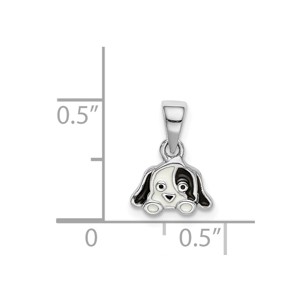 Million Charms 925 Sterling Silver Rhodium-Plated Childs Enameled Puppy Pendant