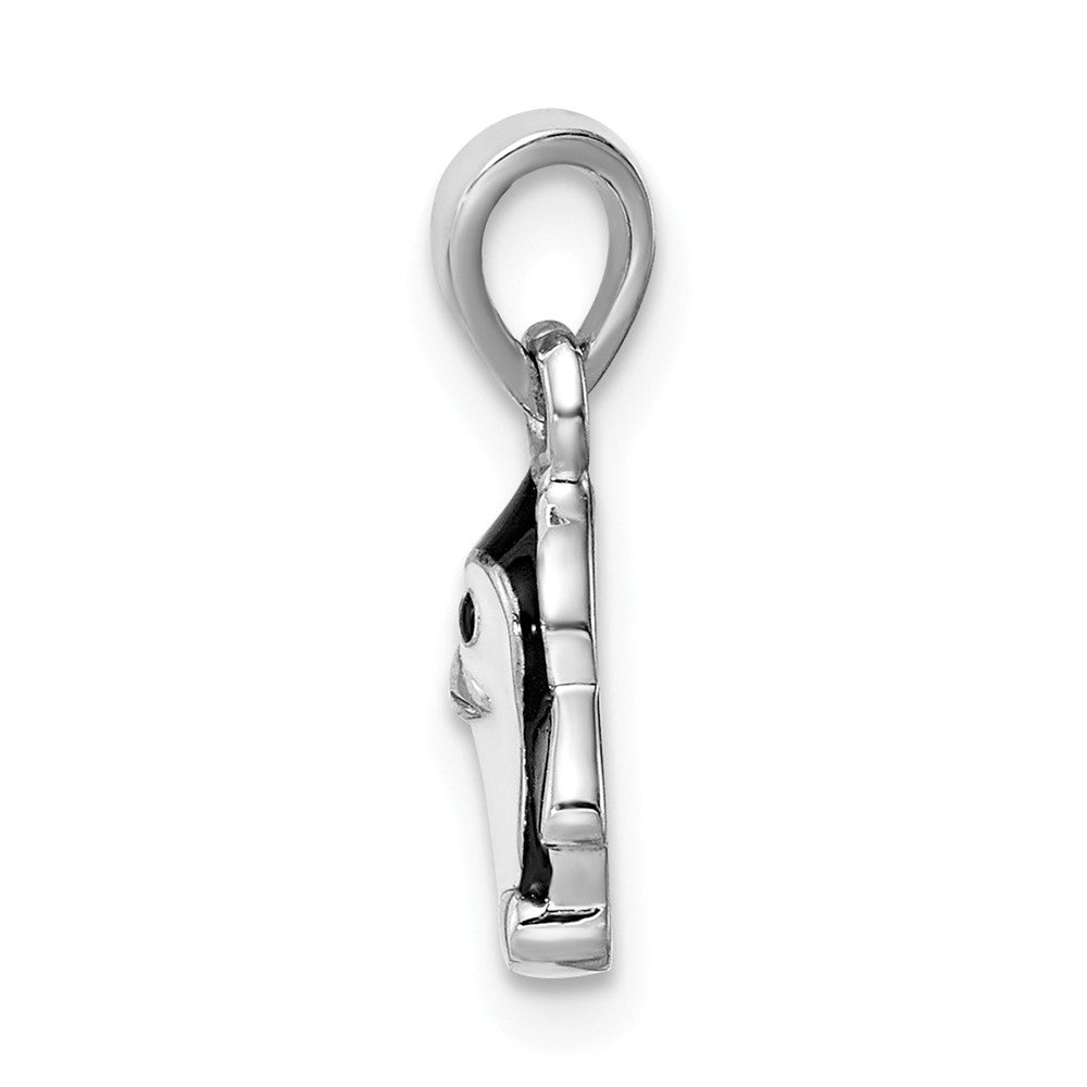 Million Charms 925 Sterling Silver Rhodium-Plated Childs Enameled Penguin Pendant