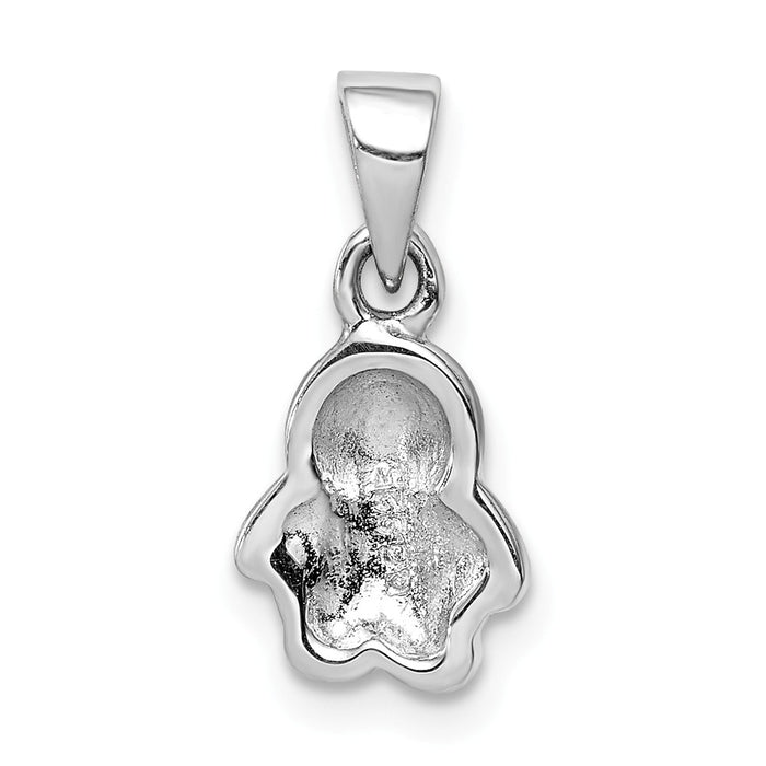 Million Charms 925 Sterling Silver Rhodium-Plated Childs Enameled Penguin Pendant